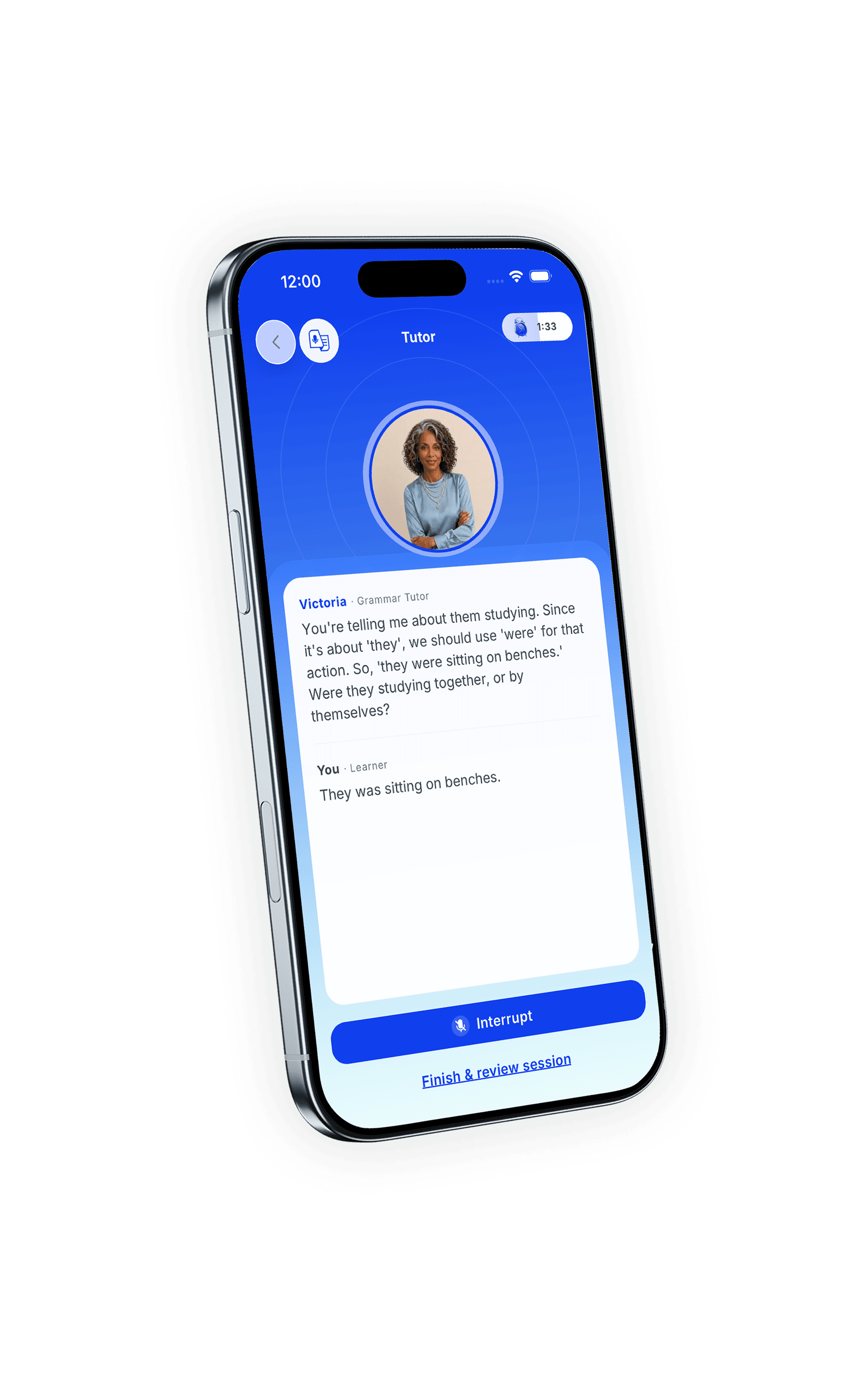 Pendorai tutor-led speaking conversation screen