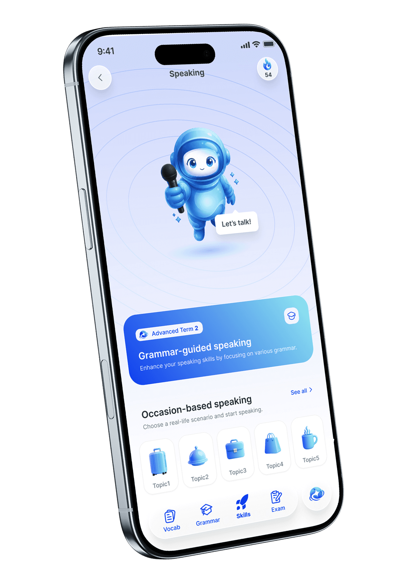 Pendorai live speaking session selection screen